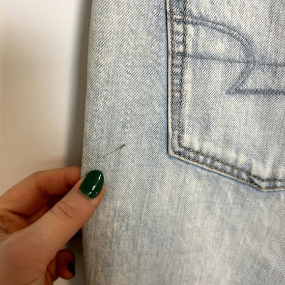 NWOT American Eagle Womens Skinny Jeans 12 Long 100% Cotton Raw Hem Distressed - Picture 14 of 16